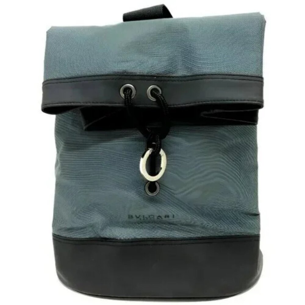 Bvlgari Bulgari Blue Green Tall Deep Tote Beach Gym Travel Bag Bookbag Rucksack